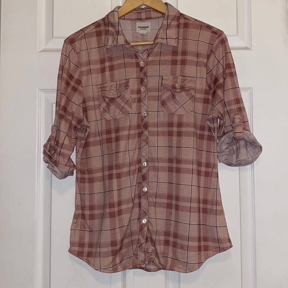 SWS Essentials Plaid Boyfriend Button Down